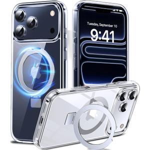 DASFOND Magnetic Clear Case for iPhone 17 Pro Max with Stand, 2025 Upgraded [All-in-1] [Compatible with MagSafe] Invisible Ring Kickstand Transparent Phone Case Cover for iPhone 17 Pro Max, Clear
