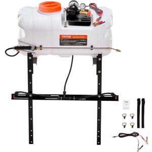 VEVOR ATV Spot Sprayer, 15.9 Gal/60L ATV/UTV Broadcast With Nozzle Boom, 12 V Pump With Water Tank, 1.9 GPM Flow Rate, Adjustable 0-72 PSI, 20FT Hose, Weed Sprayer for Garden, Farm