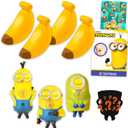Minions Party Favor Set - Bundle of 2 Despicable Me Mystery Mini Squishy Stress Relief Figurines, Banana, Stickers, More | Minions Blind Box Pack