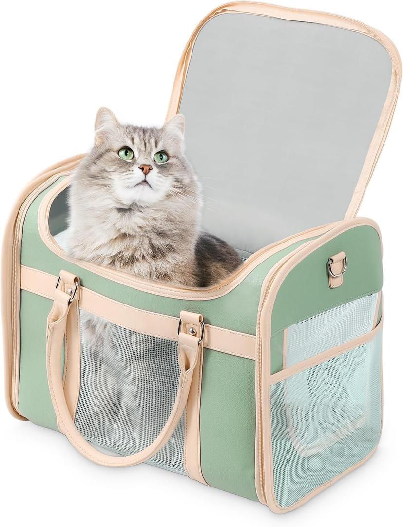 Pet Carrier Backpack, Airline Approved TSA, Waterproof PU Foldable, 360 Ventilated, LightBlocking, Washable Travel Bag for Cats & Small Dogs