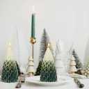 MTLEE 2 Pcs Christmas Tree Shaped Candles Large White Green Xmas Wax Scented Candles 2.5 x 5.5 inch Snow Tree Shaped Candle for Christmas Holiday Table Decoration (Gradient)