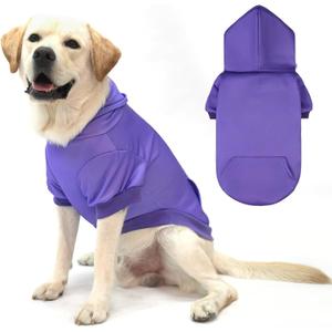 KOOLTAIL Basic Dog Hoodie - Soft & Warm Dog Hoodie Sweater with Leash Hole and Pocket, Dog Winter Coat, Cold Weather Clothes Sweatshirt for Small Medium Large Dogs Puppy Cat Boys Girls (L, Purple, Pack of 1)