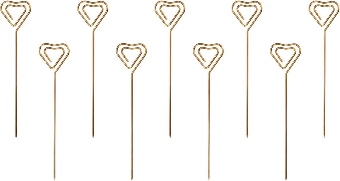 uxcell Stainless Steel Cocktail Picks, 5" 9Pcs Metal Cocktail Toothpicks Martini Picks Reusable Heart Shape Cocktail Skewers for Drinks Appetizer Fruits (Rose Gold)