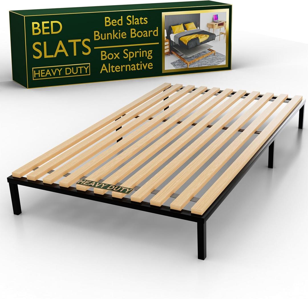 Treaton, 0.68-Inch Heavy Duty Vertical Wooden Bunkie Board/Bed Slats, Twin, Beige