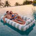 85" X 53" Extra Large 2-Person Tanning Pool Float, Inflatable Tanning Pool with Cooling Mesh Bottom, Heavy Duty Pool Floats Adult 2 Person, Suntan Tub Lounger for Lake and Beach