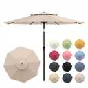 Patio Kingdom 11FT Patio Umbrella, 2 Tier Outdoor Table Umbrella, Large Vented Market Umbrellas with Crank Lift, 8 Sturdy Ribs for Backyard, Deck, Pool, UPF50+ UV Protection, Beige