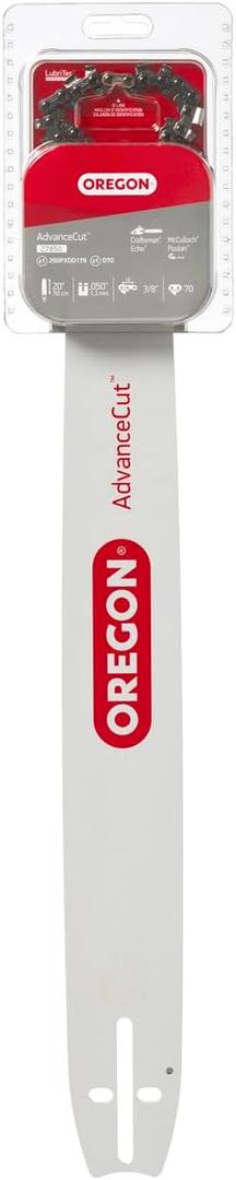 Oregon Chainsaw Guide Bar & Chain Combo, AdvanceCut Replacement for Saw Chains, with Low Kickback Chain, Bar Length 20" (50cm), 3/8" Pitch, 0.050" Gauge, 70 Drive Links (27850)