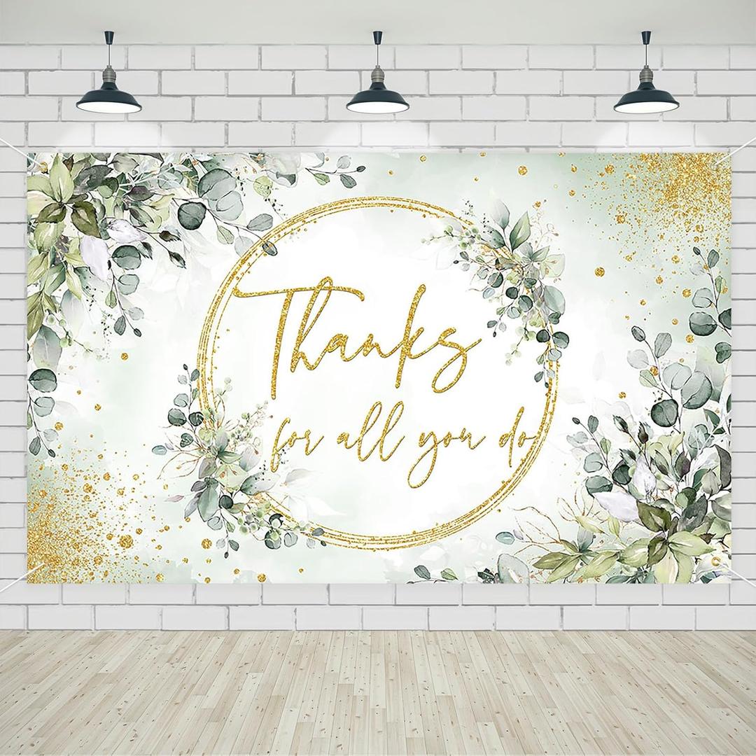 Avezano Thanks for All You Do Banner Thank You Party Backdrop Sage Green Employee Retirement Teacher Staff Appreciation Party Decorations Banner 6 x 3.6 ft