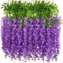 CCINEE 12 Pack Wisteria Flower Vines Garland 3.75 Feet Fake Hanging Flower Artificial Wisteria Vines Rattan Silk Wisteria Vine for Wedding Party Garden Greenery Home Wall DecorationPurple