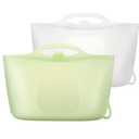 Silicone Travel Bottle Sterilizer Bags | 2000ml Microwave Steam Sterilizer Bags for Baby Bottles, Breast Pump & Pacifiers, Reusable Steam Sterilizing Bags for Travel and Home Use (Clear+Green)