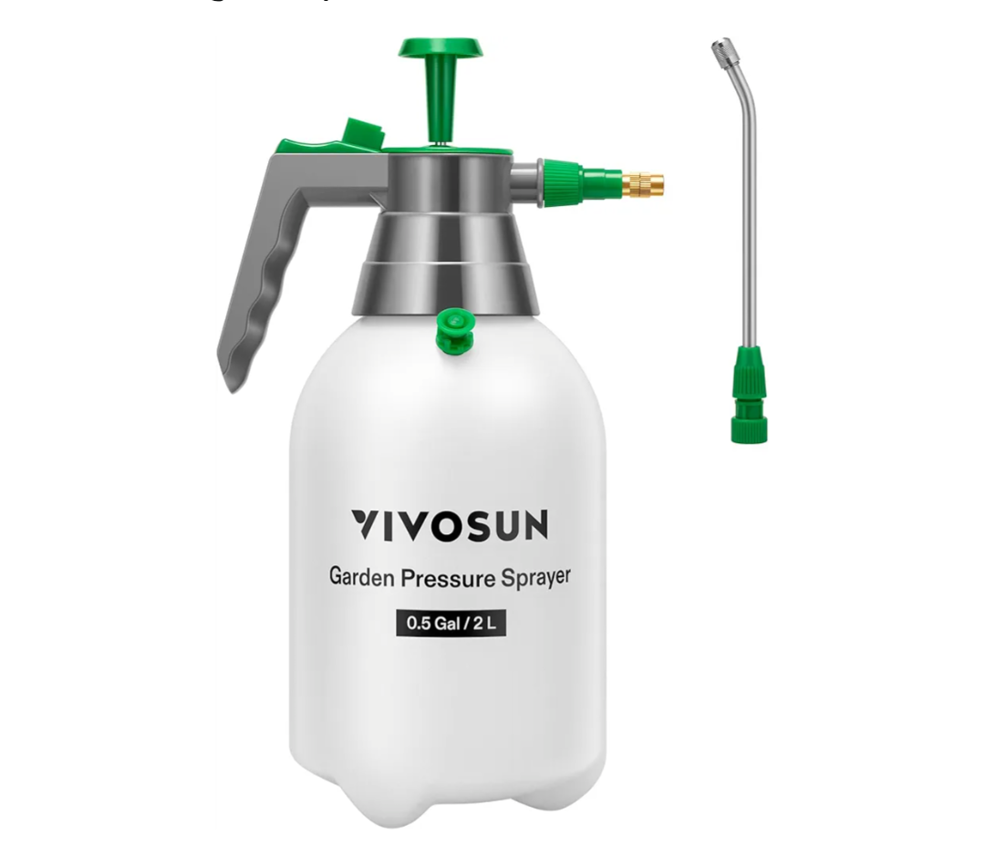 VIVOSUN 0.5Gal Handheld Garden Sprayer, 1L Pump Sprayer, 34 Oz Water Spray Bottle with Safety Valve, Adjustable Nozzle, Extended Spray Rod & Additional Seals, Ideal for Watering, Fertilizing, Cleaning