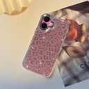 NITITOP Compatible with iPhone 17 Case Cute Cool Glitter Leopard Print Cheetah Sparkle Bling for Girl Women Plating Camera Edge Shockproof Protective Cover - Pink