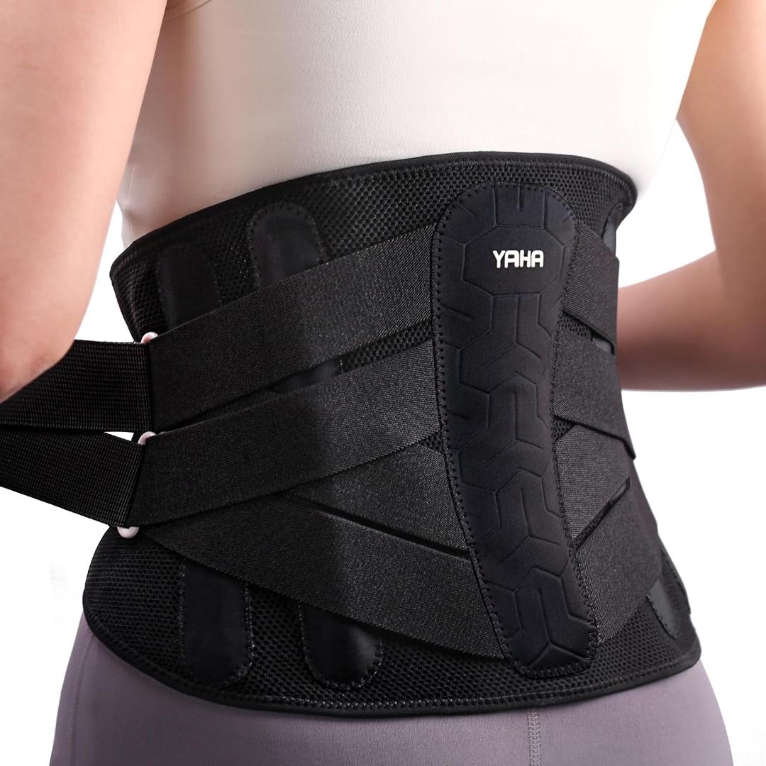 YAHA Back Brace for Lower Back Pain Women/Men, Back Support for Work, Heavy Lifting with Ergonomic Lumbar Pad, Breathable Lumbar Support Belt with 5 Stays for Sciatica, Herniated Disc, Scoliosis - M (M(Waist 33"-39"))