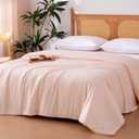 Amazon Basics Cooling Comforter, Soft Lightweight Waffle Weave Blanket for Hot Sleepers, Summer & All Season Bedding to Keep Cool for Night Sweats, 90"x90", Queen, Pink