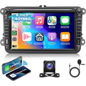 2G+32G] Car Stereo for VW Golf Polo Passat B6 B7 Jetta Caddy Seat Tiguan Touran Skoda with Wireless Carplay Android Auto, Driauto 8 Inch Double Din Touch Screen Radio with GPS WiFi Bluetooth FM/RDS