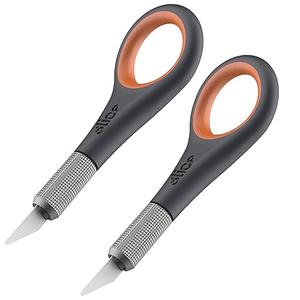 Slice Precision Knife, Finger Grip for Precision and Control, Safe Ceramic Blade Lasting 11x Longer than Metal, 2 Pack