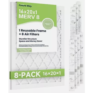 Air Filters 16x20x1” 8-pack With Reusable Frame Merv 8 Mpr 700 Filters