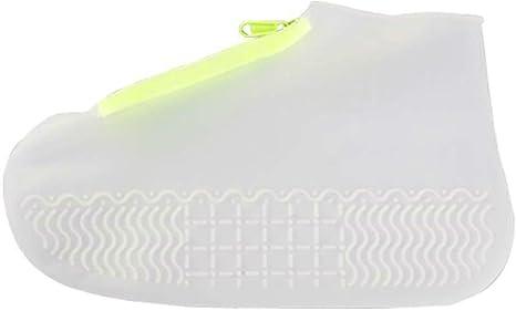 Rainproof Shoe Cover, Women and Men Rubber Shoes Cover Zippers Unisex Reusable Waterproof Shoes Covers White Non Slip Silicone Rain Covers Shoes White, Size : XL