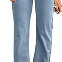 Flamingals Women's Wide Leg Pants for Women Mid Waist Dress Flare Straight Leg Corduroy Pants Work 31" Inseam Trouser (Blue, S)