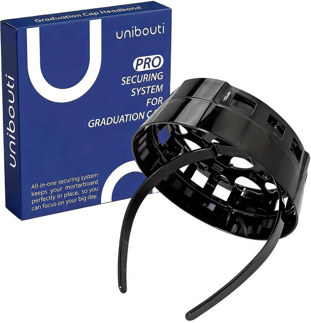 Original Graduation Cap Headband Insert, Secure Your Grad Cap & Preserve Curly, Natural, and All Hairstyles on Graduation Day (Black)