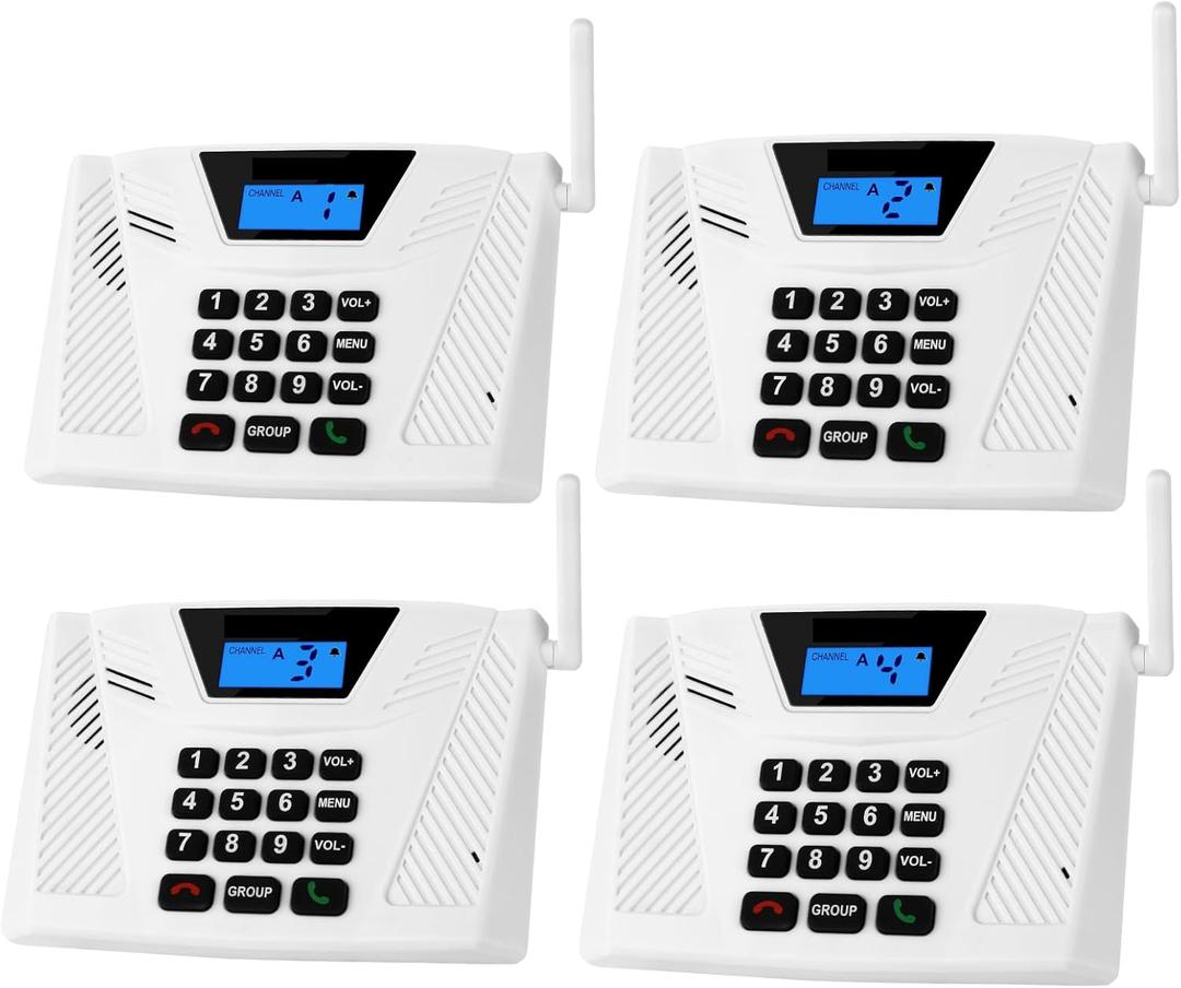 Intercoms Wireless for Home Upgraded, Hands Free Intercom 5300ft, Real-Time Two Way Intercoms for Home with Group Call, Full Duplex Wireless Intercom System for Business Office(4 Pack) (White)