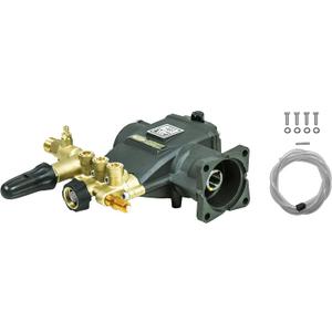 AAA 90036 Horizontal Triplex Plunger Replacement Pressure Washer Pump Kit, 3200 PSI, 2.8 GPM, 3/4" Shaft, Includes Hardware and Siphon Tube, for Industrial Gas Powered Machines, Black
