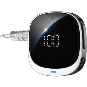 COMSOON AUX Bluetooth Adapter for Car, [LED Screen] Bluetooth 5.3 Receiver for Speaker/Home Stereo/Wired Headphones, 3.5mm Wireless Audio Receiver for Hands-Free Call/Music, Dual Connection