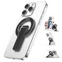 Magtame Double-Sided Magnetic Phone Stand Grip, Strong Magnetic Kickstand Desk Holder for Mag&Safe and Smartphone, Foldable Adjustable Design, Black