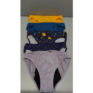 Neione Period Underwear Menstrual Panties Comfortable Modal Bikini Cheeky Briefs for Women Girls, Size -L, Pack of 5, Multicolor