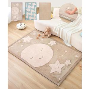 Hakuna Matte CloudRise Baby Play Mat for Floor 60" x 80" Moon & Stars Coral Velvet Memory Foam Rug for Crawling & Cozy Play Non-Slip, Water-Resistant, Easy-Care Tummy Time Mat, Playmat for Playpen