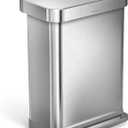 simplehuman 55 Liter / 14.5 Gallon Rectangular Hands-Free Kitchen Step Trash Can with Soft-Close Lid, Brushed Stainless Steel
