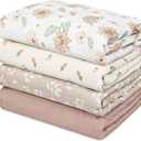 GLLQUEN BABY Muslin Swaddle Blankets 4-Pack Breathable Receiving Blankets (35" x 40") Soft Baby Blankets for Girls and Boys Newborn Essentials Muslin Burp Cloths Swaddle Wrap Baby Gift(Sunflower)