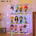 NONEMEY Clear Acrylic Display Case Stand 3 Tier Storage Box Wall Mount Showcase Dustproof Organizer Box for Collectibles (White 3Tier 123.315inch)