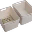 BINO Woven Plastic Basket | Large (Natural), 3-Pack | THE JUTE COLLECTION | Home Organization, Space-Saving Storage, Stylish Design | Plastic Storage Basket