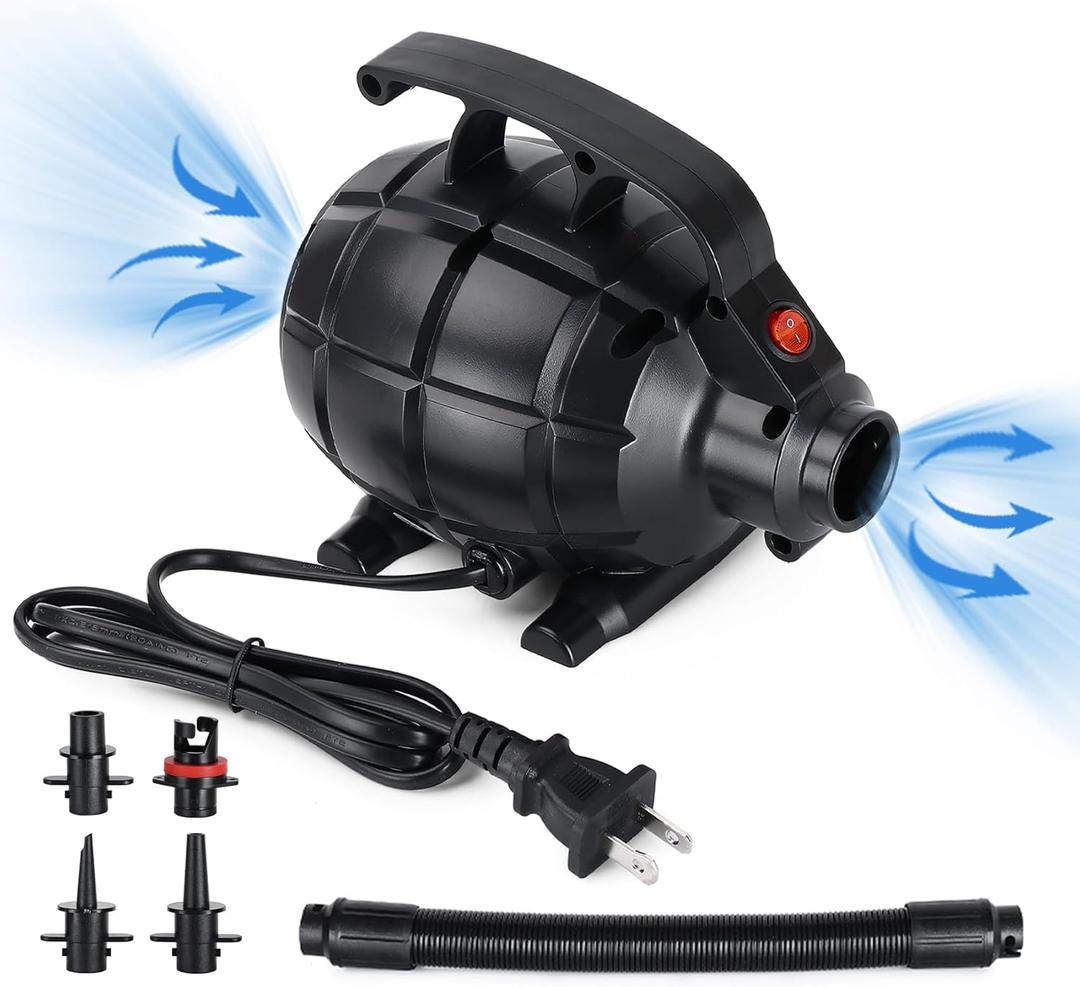 Air Pump for Inflatables, Electric Air Mattress Pump with 4 Nozzles, Portable Quick-Fill Inflator Deflator for Outdoor Camping, Pool Floats, Pool Toys, Sleeping Pads