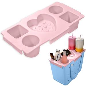 Heart Topper Tray for Bogg Bag Tote Large, Waterproof EVA Table Top Organizer Lid with Cup Holder, Snack, Phone & Drink Holders for Beach, Pool, Picnic, Travel (Pink)