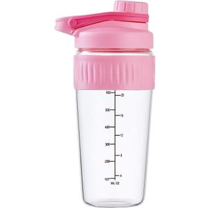 24oz Glass Shaker Bottle, 2 Pack Borosilicate Glass Protein Powder Gym Workout Shaker Cup Mixes for Protein Mixes with Blending Ball (C-PINK, 2)