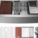 VEVOR 33 inch Farmhouse Kitchen Sink, 304 Stainless Steel Sink, Top Mount Single Bowl Kitchen Sinks with Ledge & Accessories, Household Dishwasher Sinks for Farm, Prep Kitchen, Garage and Bar Sink