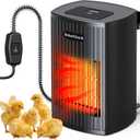 Chicken Coop Heater for Winter with Thermostat, 600W Wall-Mounted Chicken Coop Heaters Inside Coop with Adjustable Temp, Memory Function, 6.5FT Anti Chew Cord, Heat Warmer for Chickens, Ducks, Geese
