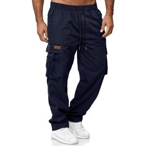 HOTake Men's Casual Cargo Sweatpants Waist Drawstring Joggers Hiking Tactical Pants for Men with Pockets (Medium, Blue)