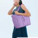 TOPDesign Puffy Tote Bag for Women with Cup Holder & Laptop Compartment & Cosmetic Bag & Trolley Sleeve for Work, Travel