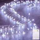 Fairy Lights Battery Operated, 10Feet 120LEDs Firecracker String Lights Waterproof Silver Wire Starry Firefly Light for DIY Wreath Home Weeding Indoor Outdoor Christmas Decorations, Pure White