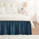 RIMELA Dusty Navy Bed Skirt King Size 15 Inch Drop, Wrap Around Elastic Bedskirt, Dust Ruffle for Adjustable Bed Base Machine Washable Easy to Install Bed Skirts