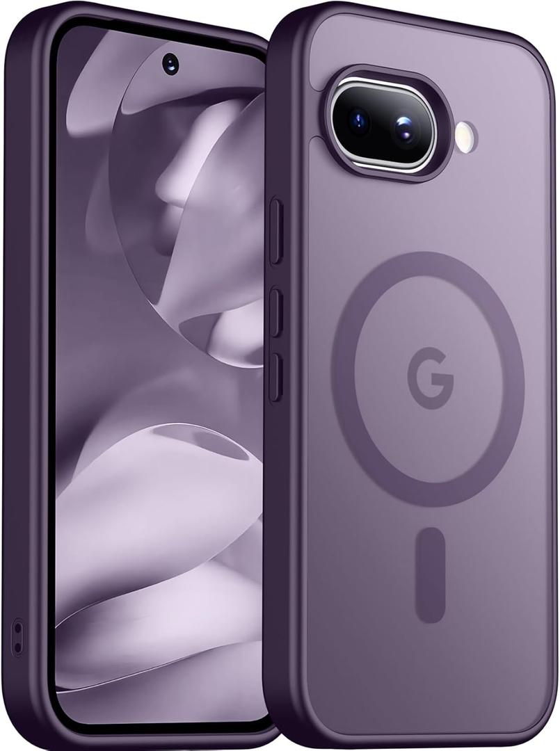SPIDERCASE Magnetic for Google Pixel 9A Case, Military Grade Drop Protection Slim Translucent Matte Shockproof Anti-Fingerprint Phone Case for Pixel 9A, Dark Purple