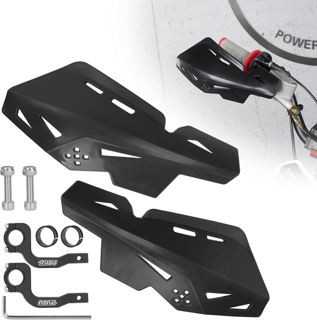 RUTU Dirt Bike Handguards 7/8 Inch 22mm,Motorcycle Handguards with CNC Bracket Pair Fit for Dirt Pit Bikes, Motocross, ATV, CRF KLX KX LTR TRX SX SXF EXC XCW Grizzly,Scooter,Hawk 250 - Black