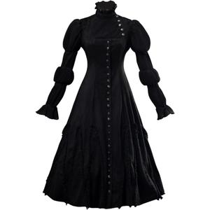CosFantasy Cosplay Costume Womens Witch Costume Long Black Vintage Dress (Small)