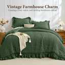 JOLLYVOGUE Olive Green King Comforter Set,3pcs Seersucker Comforters King