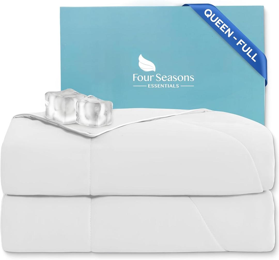 Four Seasons Essentials Cooling Comforter - Queen Size 90" x 90" - White