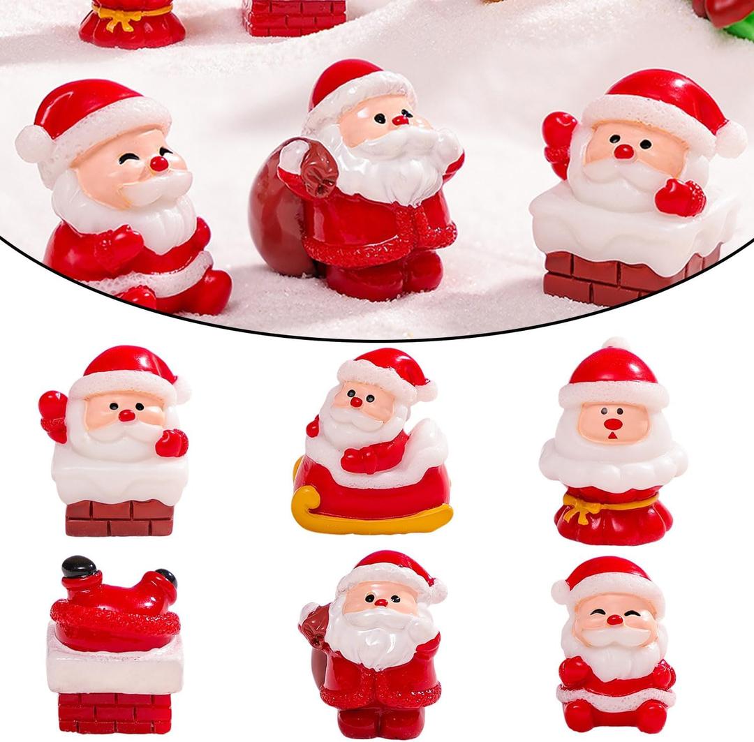 6 Pcs Mini Christmas Figurines Resin Mini Santa Claus Different Shapes 3D Figurines Ornaments for Home School Office Table Decoration Christmas Holiday Party Supplies (Styl3)