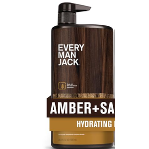 Every Man Jack Nourishing Amber + Sandalwood Mens Body Wash for All Skin Types - Cleanse, Nourish, and Hydrate Skin with Naturally Derived Coconut, Glycerin - 33.8 fl oz